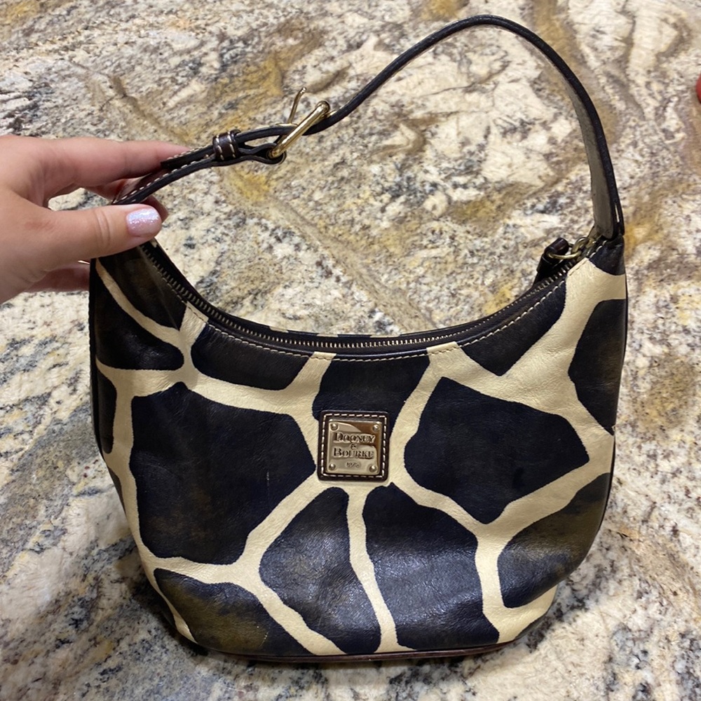 Vintage Dooney & Bourke Giraffe Print
Leather Bucket Bag Small Y2K
